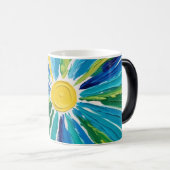 Abstrakte Blume blau grün Verwandlungstasse (VorderseiteRechts)