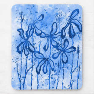 Abstrakte Blume blau Mousepad