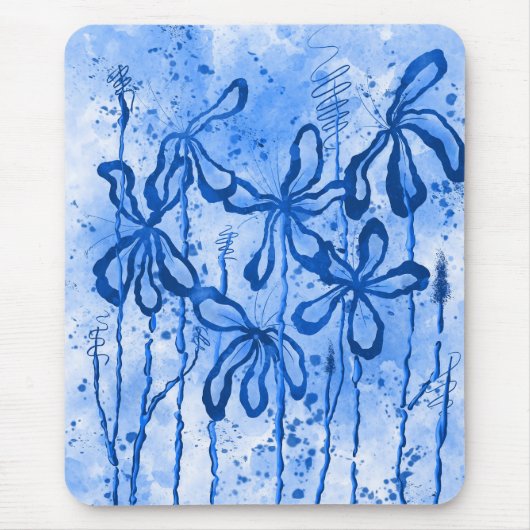 Abstrakte Blume blau Mousepad (Vorne)
