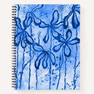 Abstrakte Blume Blaue Navy Lilien Notizblock