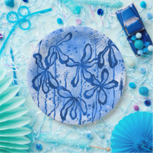 Abstrakte Blume Blue Sky Pappteller
