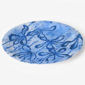 Abstrakte Blume Blue Sky Pappteller (Schrägansicht)
