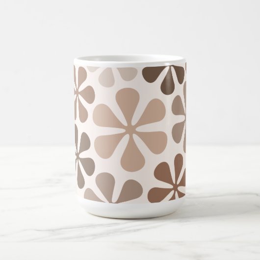 Abstrakte Blume Brawn Taupe Kaffeetasse (Mittel)