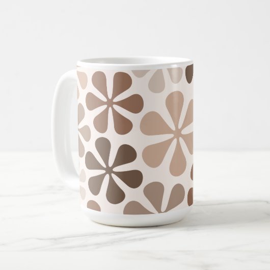 Abstrakte Blume Brawn Taupe Kaffeetasse (Vorderseite Links)