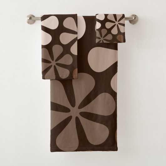 Abstrakte Blume Browns & Cremes Badhandtuch Set (Insitu)