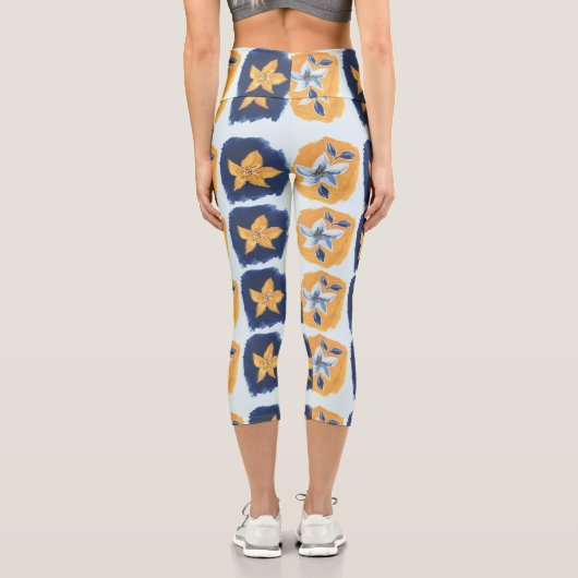 abstrakte Blume Capri Leggings (Rückseite)