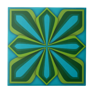 Abstrakte Blume, Cyan Chartreuse Green Fliese
