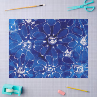 Abstrakte Blume Daisies Blue Floral Decoupage Seidenpapier