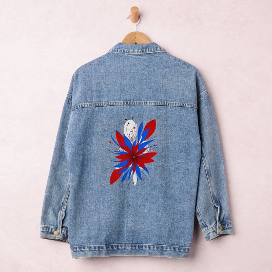 Abstrakte Blume Denim Jacket Jeansjacke