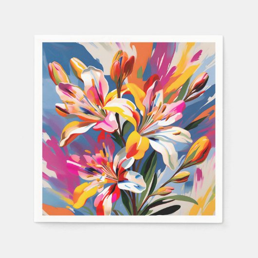 Abstrakte Blume der Alstroemeria Lebhaft Serviette (Vorderseite)