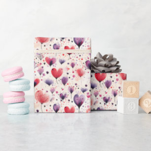 Abstrakte Blume des Herzens Lila und rosa Wasserfa Geschenkpapier