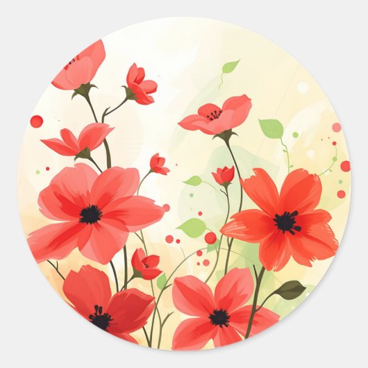 Abstrakte Blume des Impressionismus im Blut Runder Aufkleber (Vorderseite)