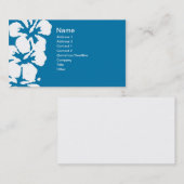 Abstrakte Blume des weißen Hibiskus zu Blue Visitenkarte (Vorne/Hinten)