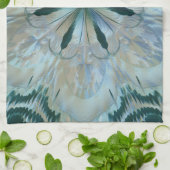 Abstrakte Blume Fraktal Aquamarin Geschirrtuch (Gefaltet)