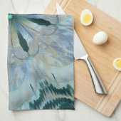 Abstrakte Blume Fraktal Aquamarin Geschirrtuch (Viertel Falte)