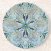 Abstrakte Blume Fraktal Aquamarin Getränkeuntersetzer (Vorne)