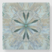 Abstrakte Blume Fraktal Aquamarin Steinuntersetzer (Vorderseite)