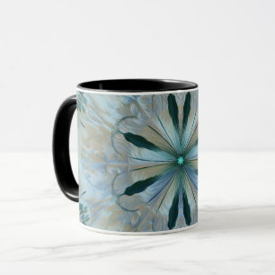 Abstrakte Blume Fraktal Aquamarin Tasse