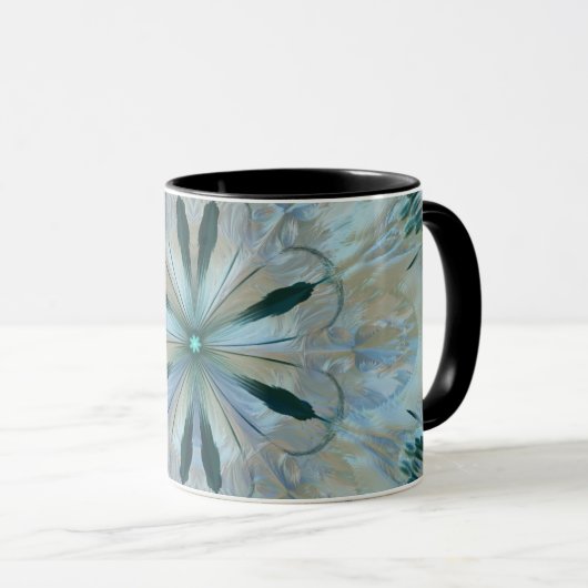 Abstrakte Blume Fraktal Aquamarin Tasse (VorderseiteRechts)