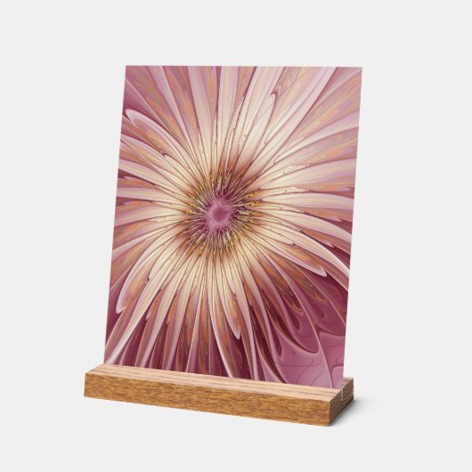 Abstrakte Blume Fraktal Kunst und Schatten Burgund Acrylschild (Winkel)