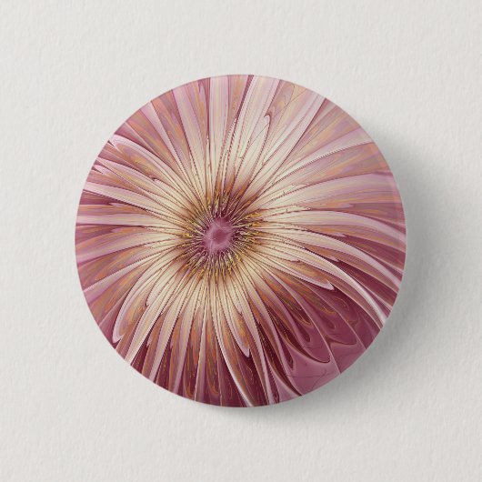 Abstrakte Blume Fraktal Kunst und Schatten Burgund Button (Vorderseite)