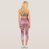 Abstrakte Blume Fraktal Kunst und Schatten Burgund Capri Leggings (Rückseite)