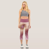 Abstrakte Blume Fraktal Kunst und Schatten Burgund Capri Leggings (Vorderseite)