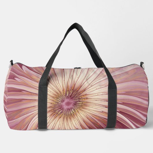 Abstrakte Blume Fraktal Kunst und Schatten Burgund Duffle Bag (Vorderseite)