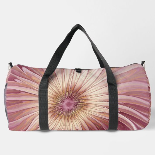 Abstrakte Blume Fraktal Kunst und Schatten Burgund Duffle Bag (Rückseite)