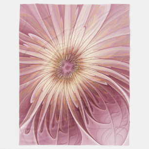 Abstrakte Blume Fraktal Kunst und Schatten Burgund Fleecedecke