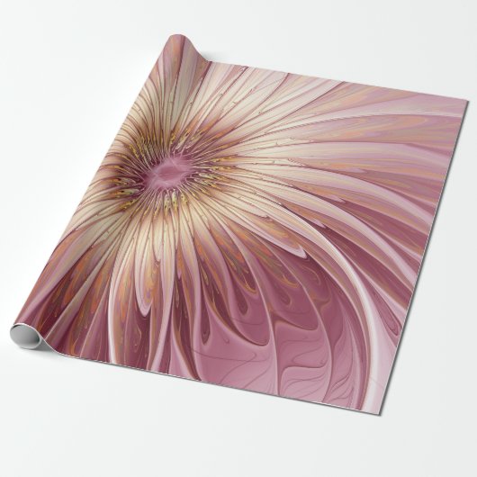 Abstrakte Blume Fraktal Kunst und Schatten Burgund Geschenkpapier (Ungerollt)