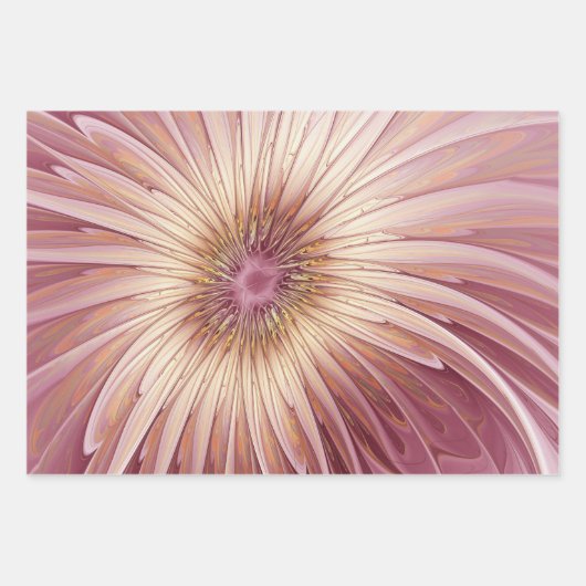 Abstrakte Blume Fraktal Kunst und Schatten Burgund Geschenkpapier Set (Vorderseite 3)