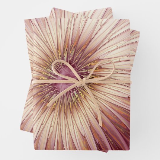 Abstrakte Blume Fraktal Kunst und Schatten Burgund Geschenkpapier Set (Beispiel)