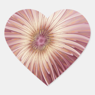 Abstrakte Blume Fraktal Kunst und Schatten Burgund Herz-Aufkleber