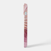 Abstrakte Blume Fraktal Kunst und Schatten Burgund iPhone 15 Hülle (Linke Seite)