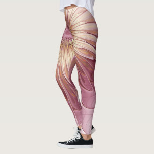 Abstrakte Blume Fraktal Kunst und Schatten Burgund Leggings