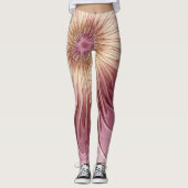 Abstrakte Blume Fraktal Kunst und Schatten Burgund Leggings (Vorderseite)