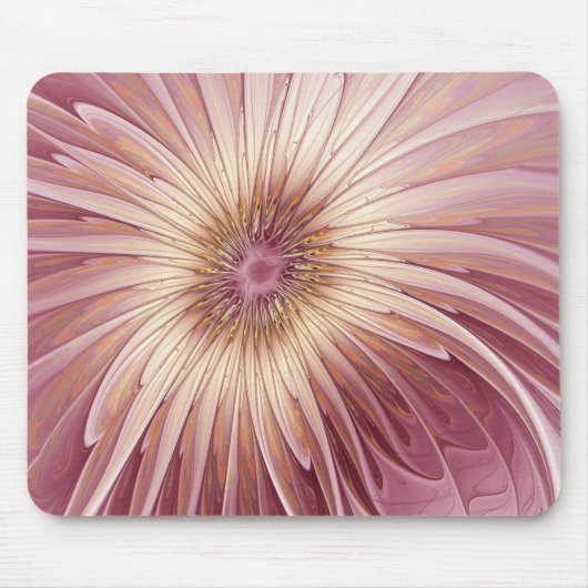 Abstrakte Blume Fraktal Kunst und Schatten Burgund Mousepad (Vorne)