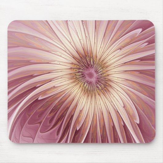 Abstrakte Blume Fraktal Kunst und Schatten Burgund Mousepad (Vorne)