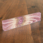 Abstrakte Blume Fraktal Kunst und Schatten Burgund Namensplakette (Seite)