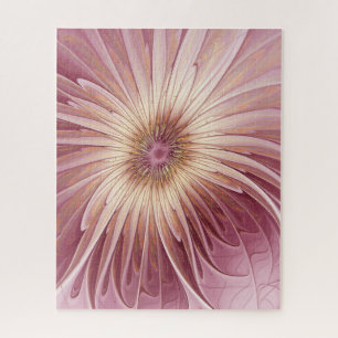 Abstrakte Blume Fraktal Kunst und Schatten Burgund Puzzle