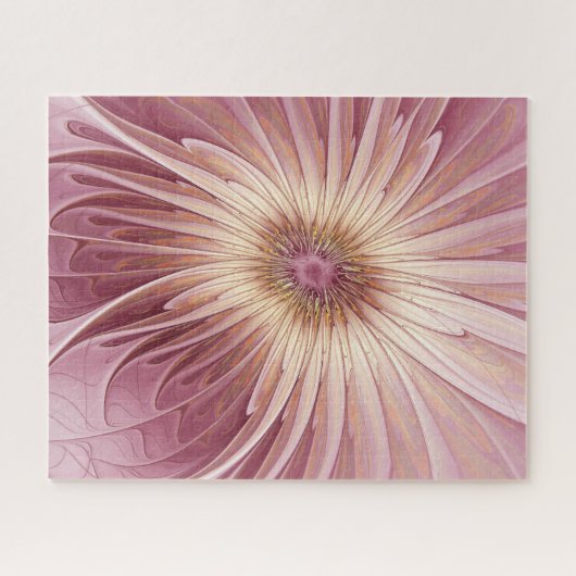 Abstrakte Blume Fraktal Kunst und Schatten Burgund Puzzle (Horizontal)