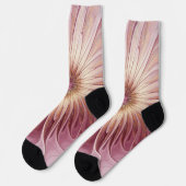 Abstrakte Blume Fraktal Kunst und Schatten Burgund Socken (Linkes Detail)