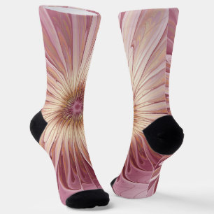 Abstrakte Blume Fraktal Kunst und Schatten Burgund Socken