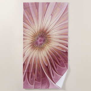 Abstrakte Blume Fraktal Kunst und Schatten Burgund Strandtuch