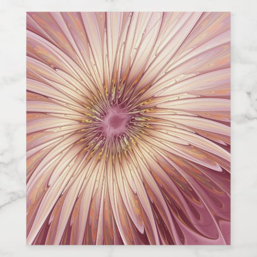 Abstrakte Blume Fraktal Kunst und Schatten Burgund Weinetikett (Einzelnes Label)