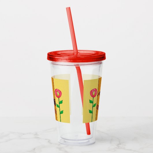 Abstrakte Blume Gelb auf Zweigstellen Acryltrinkbecher (Links)