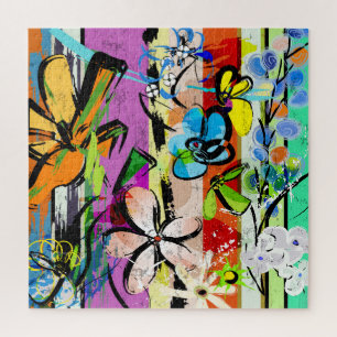 Abstrakte Blume, Geometrische Linien. Puzzle