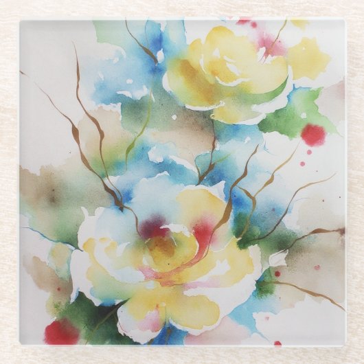 Abstrakte Blume Glasuntersetzer (Vorderseite)