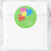 ABSTRAKTE BLUME GREEN BLUE PINK ROTER NAME RUNDER AUFKLEBER (Tasche)
